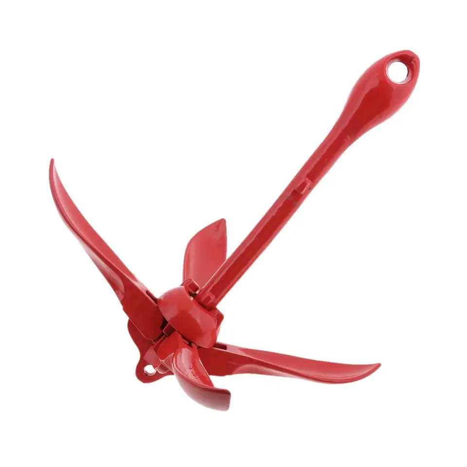 Red Universal Skladacie kotvy Grapnel Boat pre kajaky, kanoe, pádlové dosky, (nerez), (3. / 1,5 kg)