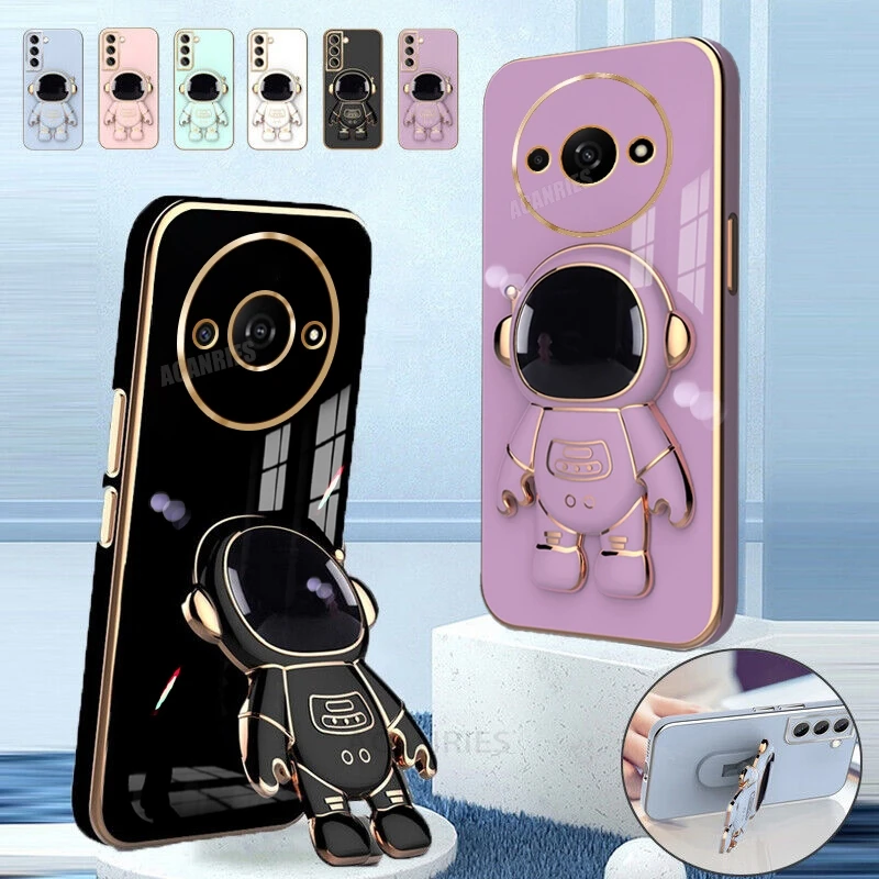 Redmia3 Astronaut Držiteľ luxusného pokovovania pre Xiaomi Redmi A3 13 12 4G A2 A1 plus 10c 13c 12c 9 9A 9c Silikónový kryt Silikónový stojan