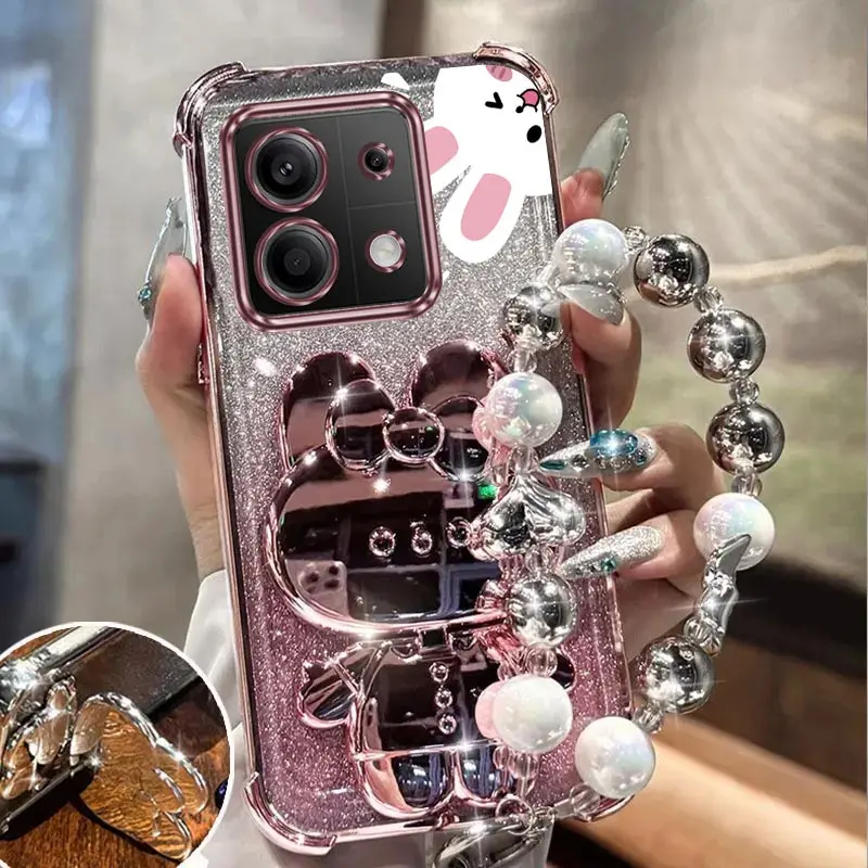RedMinote13 Airbag Glitter Mirror Rabbit Držiteľ telefónu pre puzdro pre Xiaomi Redmi Note 12 12S 13 PRO 4G 5G Anti-knock stojan na zadný kryt