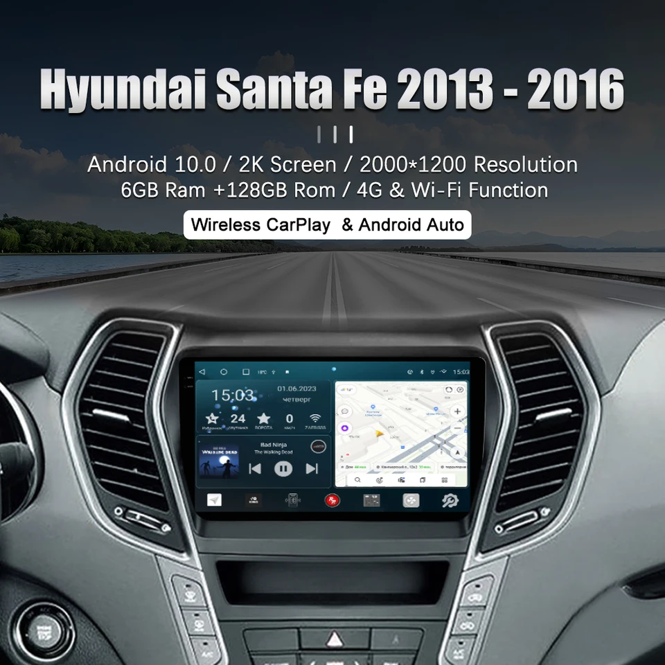 Redpower 75208 HIFI Car Auto pre Hyundai Santa Fe 3 generácia DM (08.2012-01.2019) so štandardným navigačným DVD prehrávačom Android