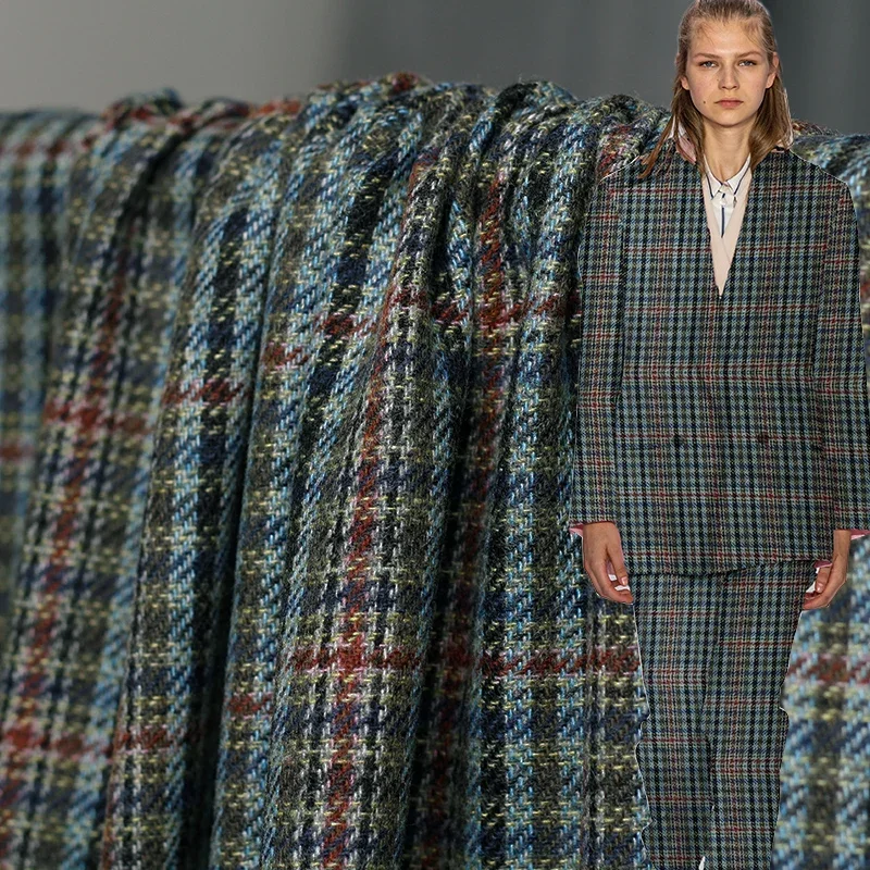 Redrasberry v Anglicku Welsh Plaid Opresované 100%vlnené odevné materiály Tkaniny Jeseň Dámske obleky na šaty Šijacie látky Freeshippin