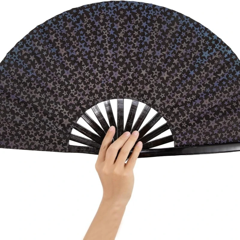 Reflexný ručný ventilátor skladací, veľký nadšeného fanúšika, fanúšik festivalu UV Glow, fanúšik bambusového rámu, fanúšik festivalu, fanúšik skladacej ruky pre ženy