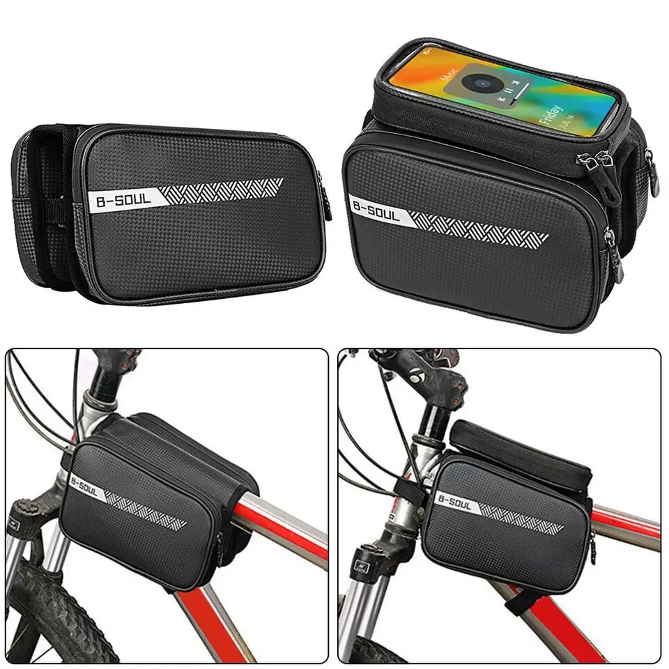 Reflexný vzor bicyklov vrecko na puzdro na bicykel Bicycle Top rám na bicykel Saddle vrecko na predné lúče 1.5L
