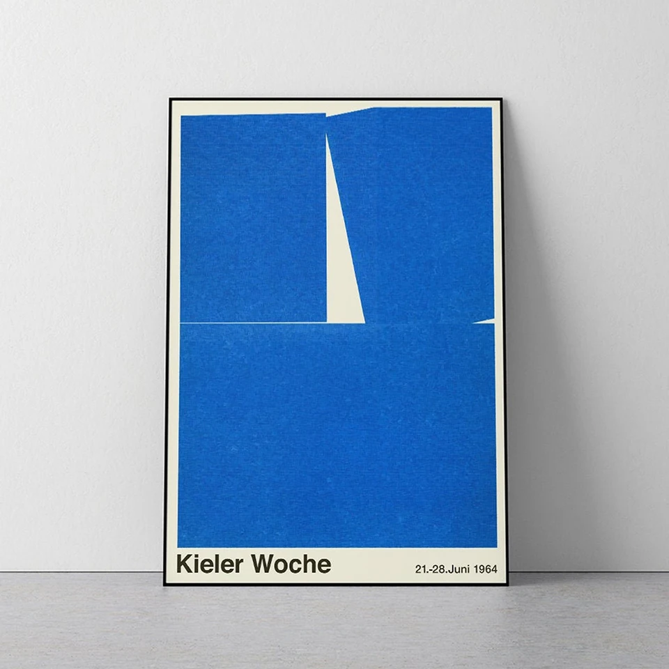 Regatta plagát 1964 Hans Hillman Kieler Woche Canvas maľba nástenné umenie retro výtlačky Nordická obývacia izba domov dom