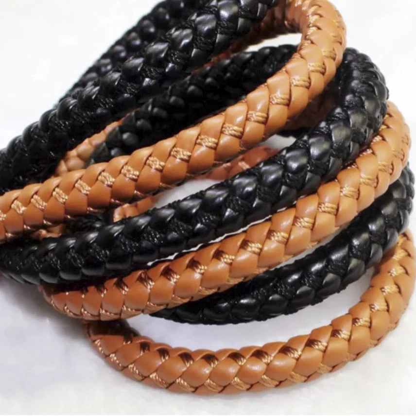 Regelin 2 metre 8 mm okrúhle pletené kožené náramky PU PU kožené šnúry lano lano DIY Náramok náhrdelníka Náramok