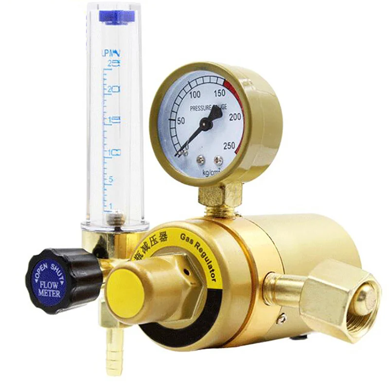 Regulátor regulátora tlaku CO2 s dvojitým plynným tlakom Tlakom redukcie elektrického zahrievania Zváraný zvárací tlakomer 36V/220V