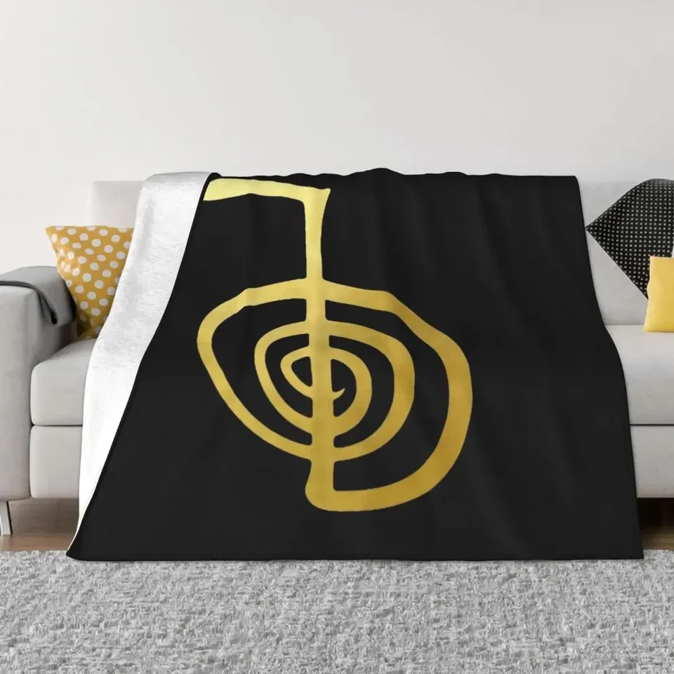 Reiki uzdravenie Cho Ku Rei Symbol moci zlatý duchovný prvok hodiť prikrývku tepelných postelí retros retros prikrývky