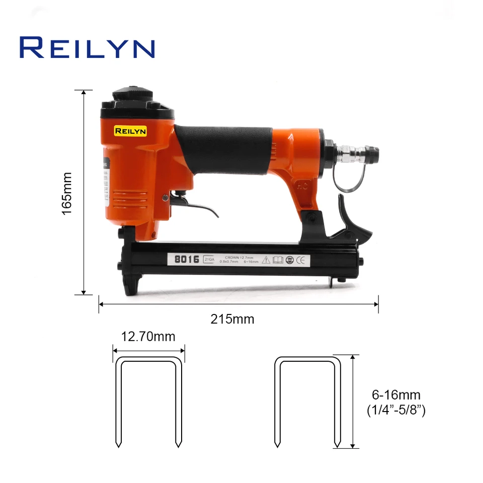Reilyn 21GA 8016 Pneumatic Air zošívačky Nailler Fine Gun For ForTuve Woodworking Power 6-16 mm
