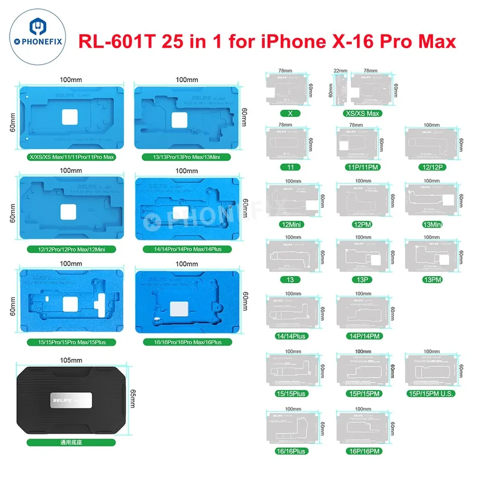 Relife RL-601T 25 v 1 iPhone x ~ 16 Pro Max MAX STREDNÁ STRODÁ STREDNÁ PLATISKA PLATÍNA 3D BGA