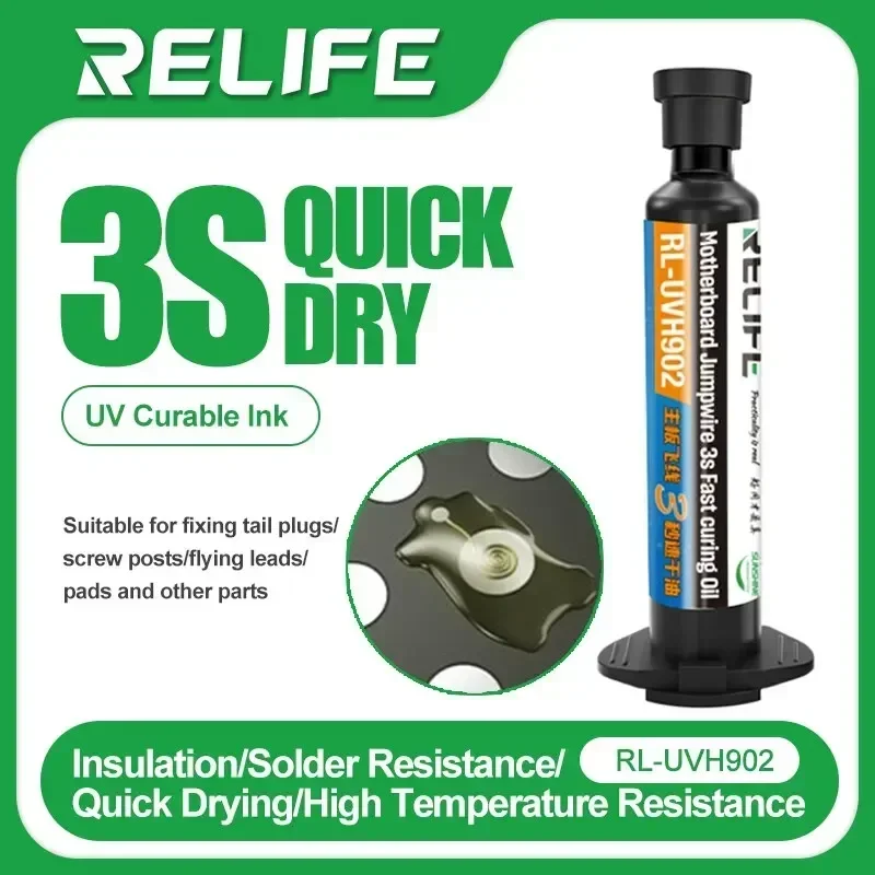 Relife RL-UVH902 10 ml 3 sekundy rýchla suchý spájkovací olej Olej pre skákanie z drôtu Hodnota PCB Vytvrdenie Olej Nástroj na údržbu oleja