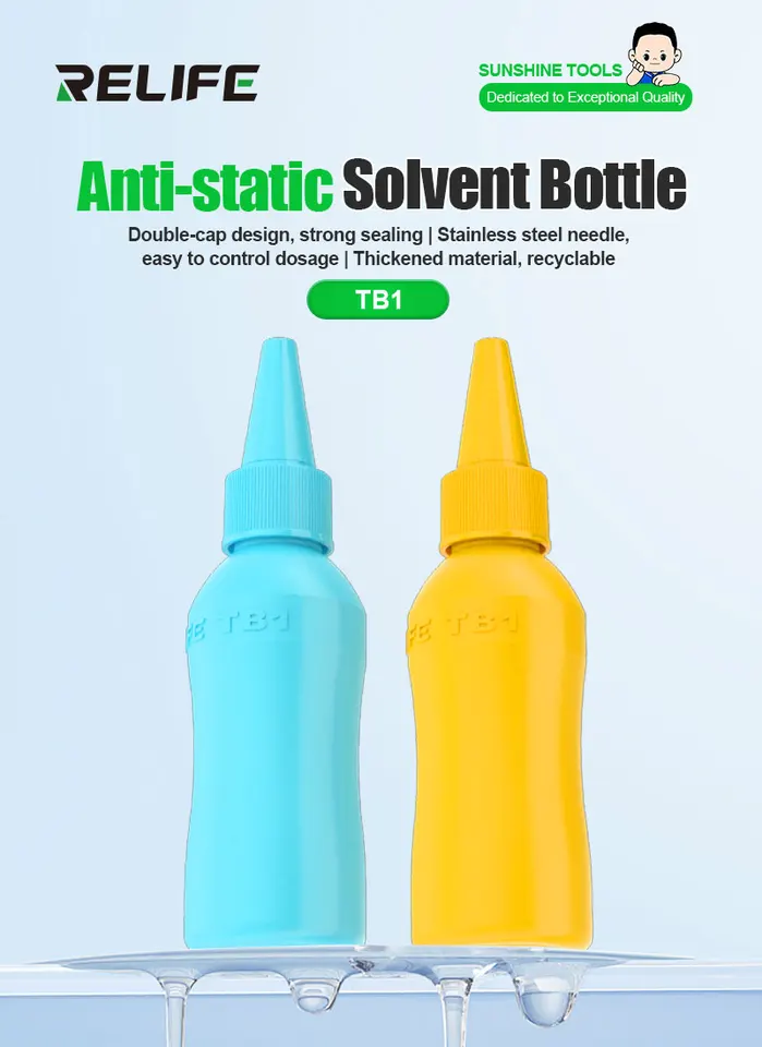 Relife TB1 50 ml rozpúšťadla Bľatka s dvojitým krytom prázdna alkoholová fľaša so silným tesnením vhodné pre mobilný telefón PCB nástroj