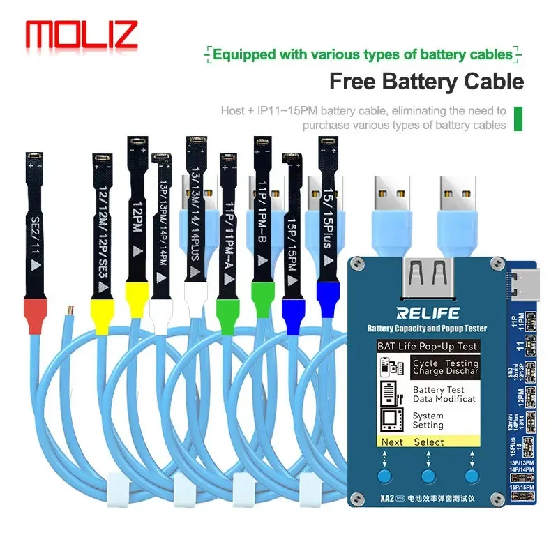 Relife XA2 Pro Efektívnosť batérie Pop -up tester Mobilný telefón 11 - 15 Pro Max Nie je potrebné