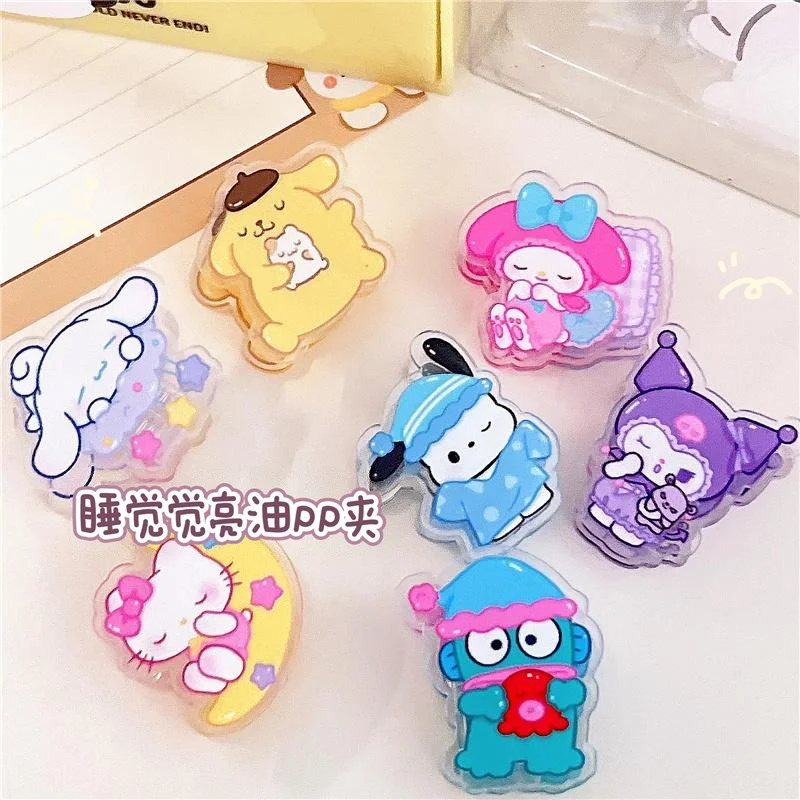 Reliéf s obojstranou Kuromi melódia Good Night Spee Séria roztomilý akrylový Cinnamoroll študentský klip Transparentný dátový priečinok
