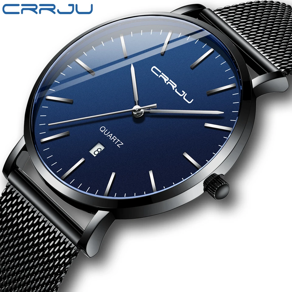 Relogio Masculino Nové Crrju Fashion Pánske hodinky Luxusné top značky Business Blue Quartz Watch Pánske príležitostné vodotesné chladné hodinky