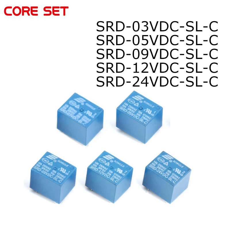 Relé relé SRD-03VDC-SL-C SRD-05VDC-SL-C SRD-06VDC-SL-C SRD-09VDC-SL-SL-S SRD-12VDC-SL-SL-C 3V 5V 9V 12V 24V 48V 10A 250VAC 5PIN 5PIN