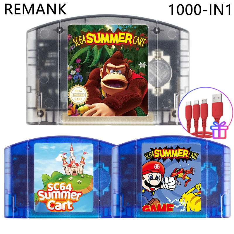 Remank SC64 N64 SC64Summer CART 1000-IN1 SC64 CARTRIDGE pre Nintendo Retro 64DD N64 Videohra konzola Prístroj
