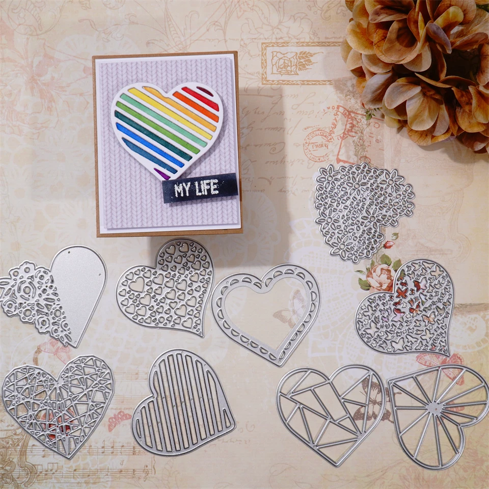 Remeselné diery kovové rezanie matričiek srdiečko strihané pozadie pozadia šablón Scrapbook Album papierový karta remeselnícke reliéfové rezy Cutting Dies