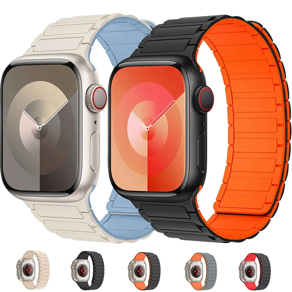 Remienok na magnetickú slučku pre pás Apple Watch Band 44 mm 40 mm 49 mm 45 mm 41 mm 38 mm Silikónový náramok Iwatch Series 9 8 7 3 SE Ultra 2 pásma