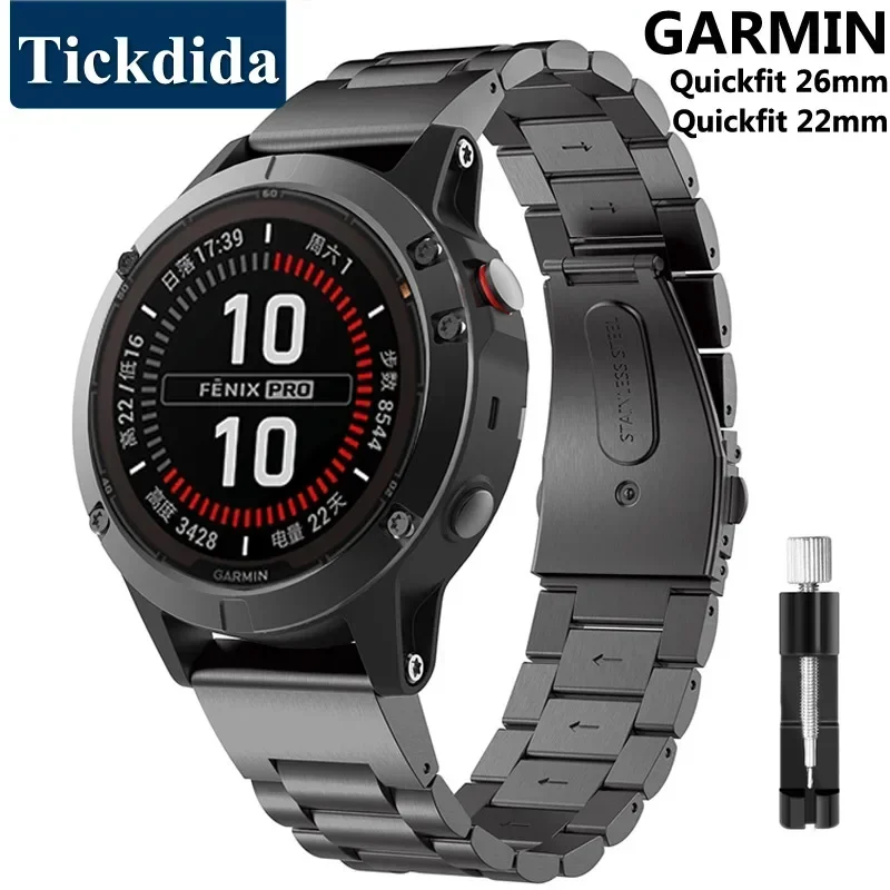 Remienok z nehrdzavejúcej ocele pre Garmin Fenix ​​8 7 Pro 7x 6 6x 5x 8x plus kovový pás pre Garmin Epix Pro Tactix 7 Pro QuickFit WatchBand