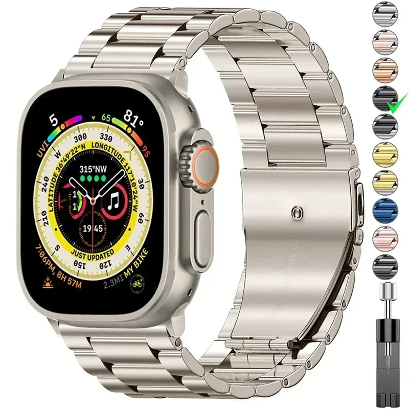 Remienok z nehrdzavejúcej ocele pre pás Apple Watch Band 49 mm 45 mm 41 mm 44 mm 44 mm kovový koreňový náramok Iwatch Series 7 6 5 SE 8 Ultra