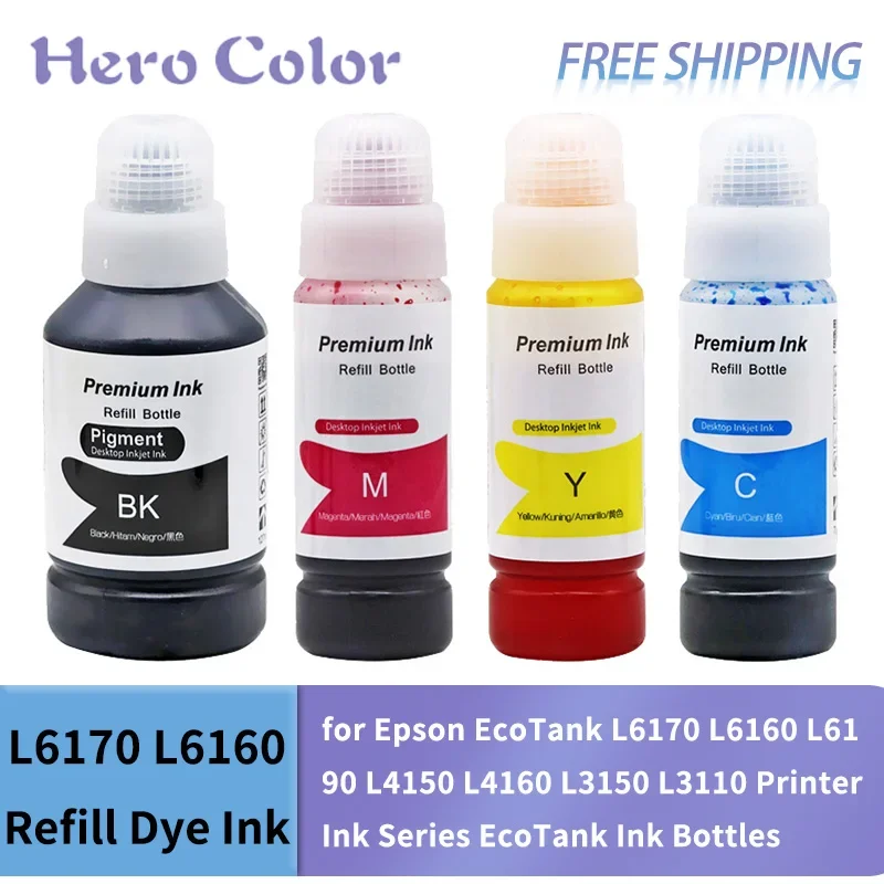 Replavil Dye Atrament kompatibilný pre Epson Ecotank L6170 L6160 L6190 L4150 L4160 L3150 L3110 Tlačiareň Séria TLAČKA ECOTIANK Atrakt Fľaš