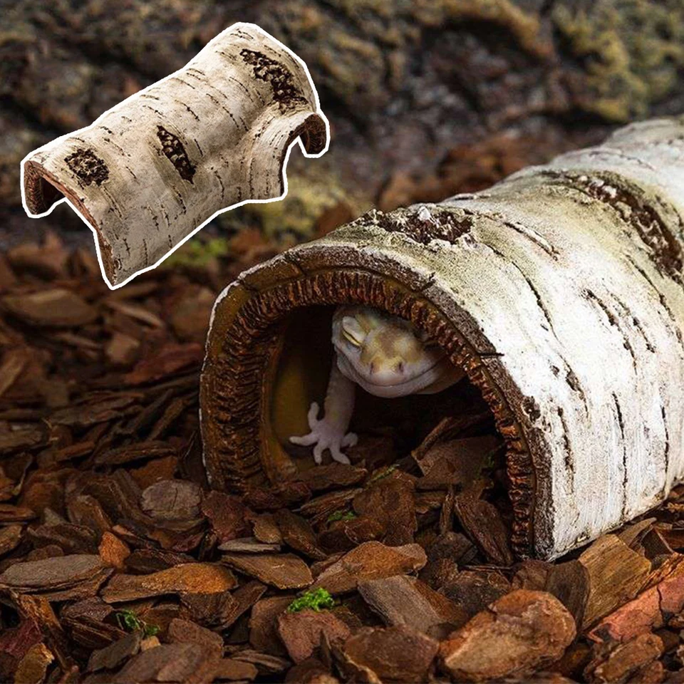 Reptile domáce zviera skidlá terárium Aquascape Hecout Simulation Birch Wood Cave Bark Lizard Lizards Keeper Snake Turtle Hideout Room