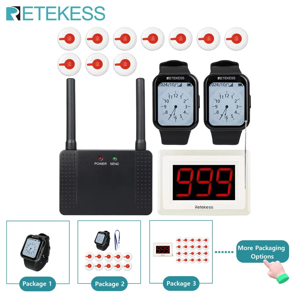 Retekess Caregiver Pager Wireless Calling System T114 Screen TD113 Watch Varition SOS Call Buttons pre klinické nemocničné sestry Home Home