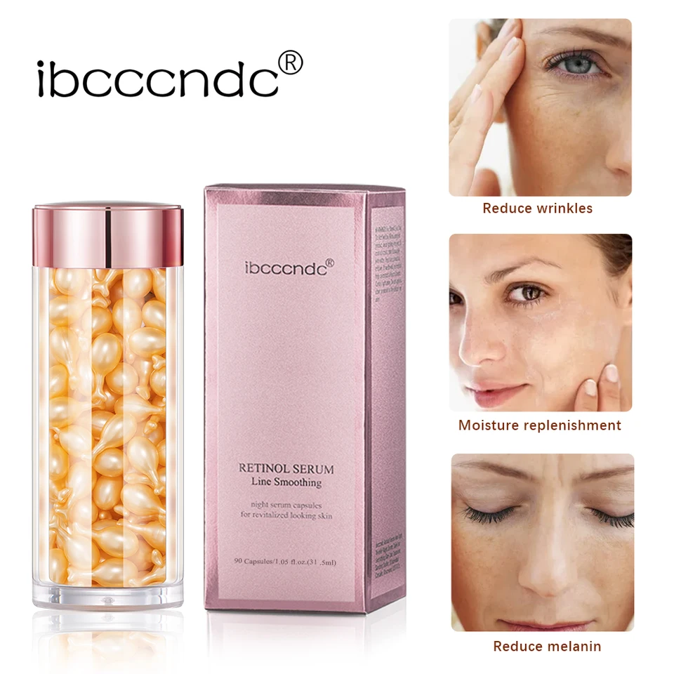 Retinol sérum zvlhčujúci proti starnutiu ceramidové kapsuly Nočné sérum 90 ks/fľaša zvlhčujúca proti starnuti