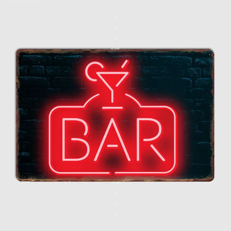 Retro bar neónový kovový znak plagát garáž obývacia izba dekor neónové podpisy kina žijúce vlastné plechové vinobranie domáce dekorácie