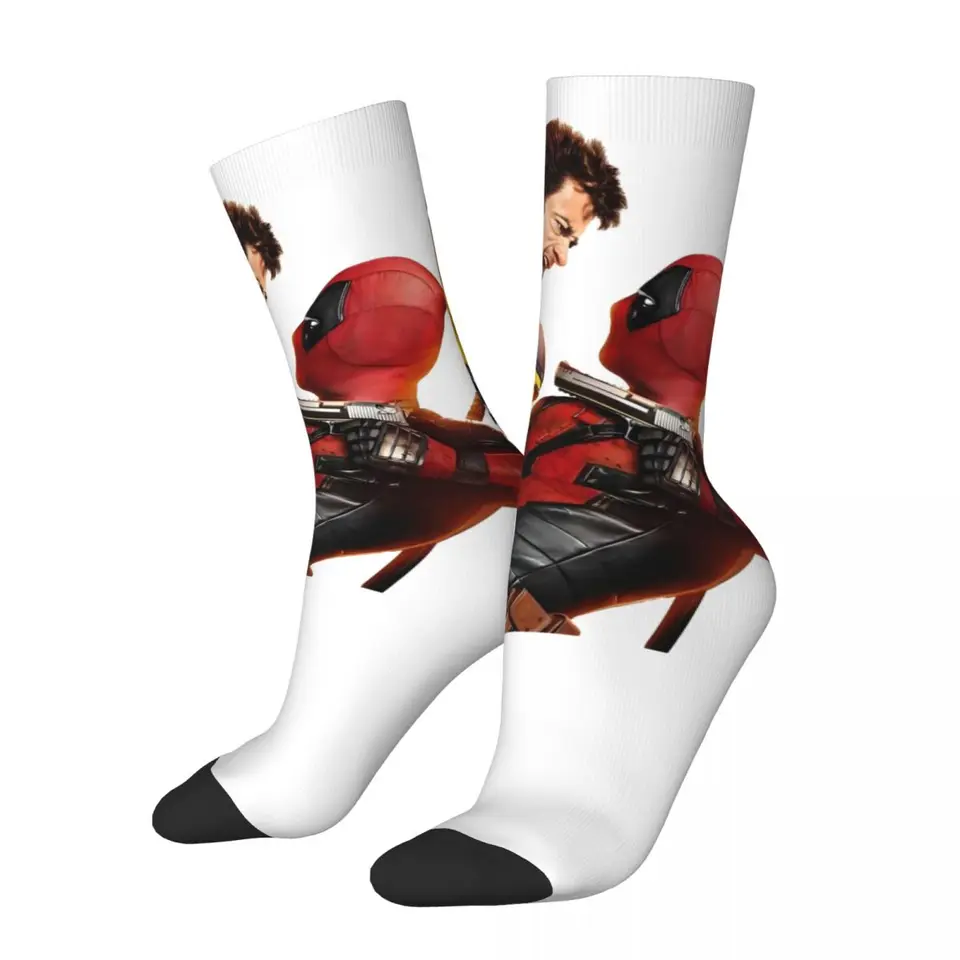 Retro Deadpool a Wolverine Pánske kompresné ponožky Unisex Disney Marvel Deadpool & Wolverine Film Harajuku Pattern Tlačová ponožka