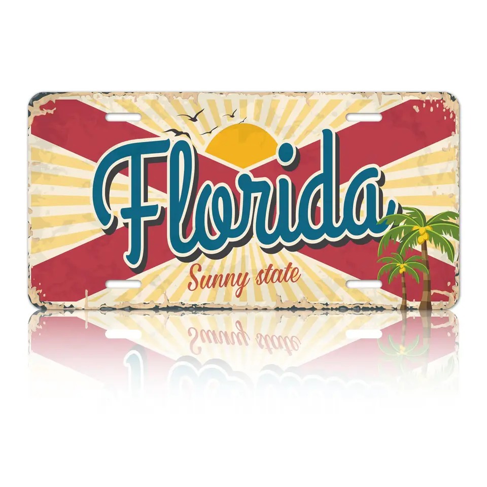 Retro Florida Štátna vlajka Štátna značka Sunshine Štátna vlajka ŠPZ