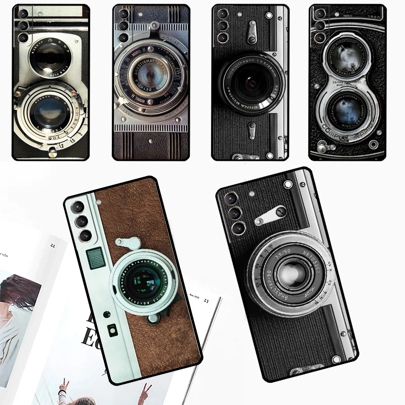 Retro fotoaparát Vintage puzdro pre Samsung Galaxy S24 Ultra S23 S22 S21 Plus S20 Fe S8 S9 S10 Poznámka 10 20