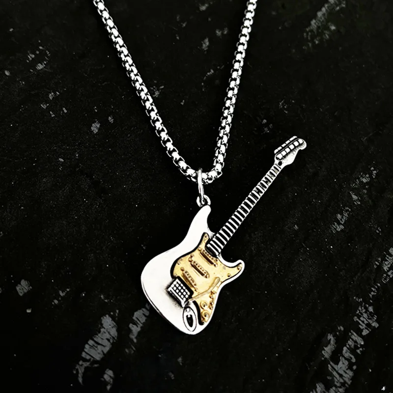 Retro hip-hopové poznámky Gitarové náhrdelníky pre mužov a ženy rock punk štýl kovový prívesok sveter reťazce šperky doplnky darčeky