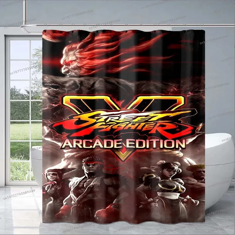 Retro hra Street Fighter Gamer Shower Curtain Dospelá deti Kúpeľňa dekorácia dekorácia sprchovací záves logo logo sprchovací záves darček
