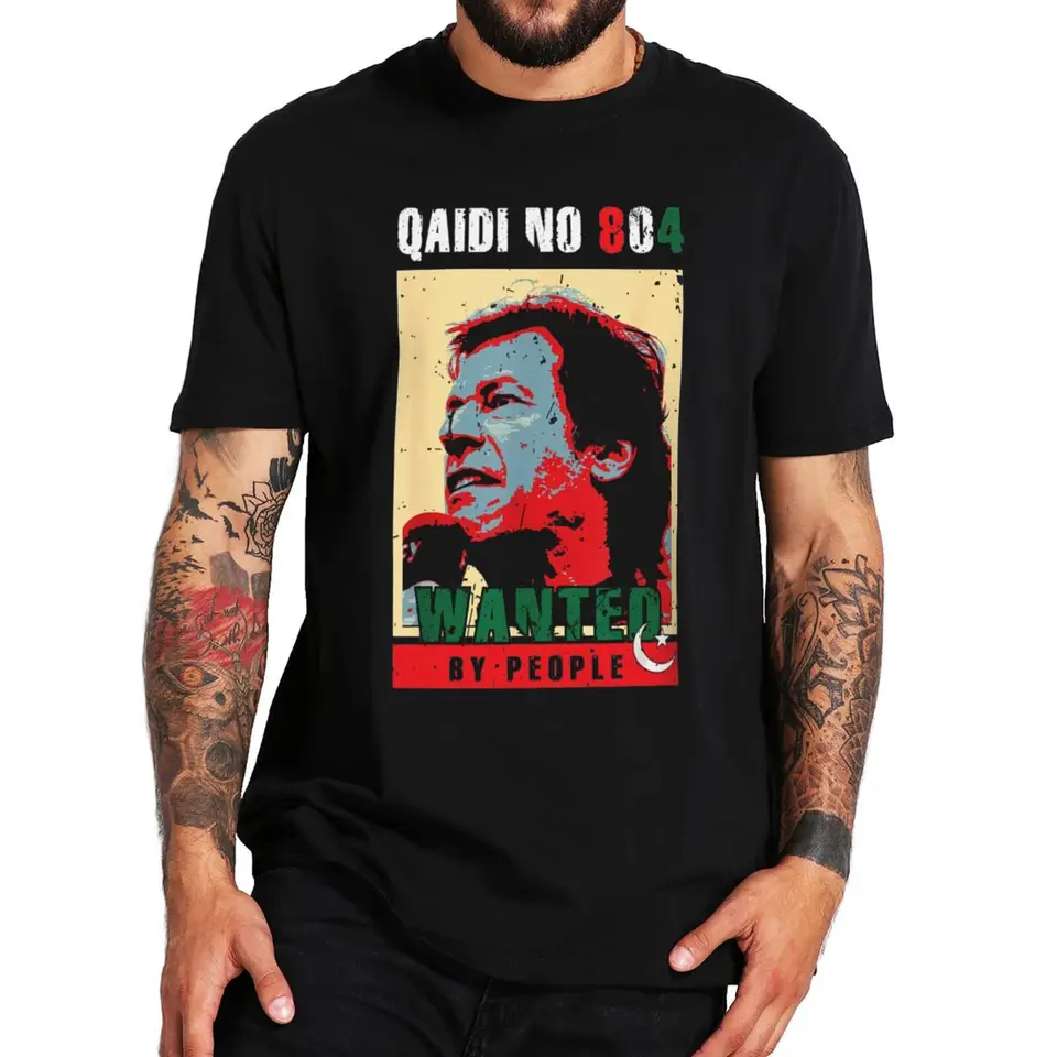 Retro Imran Khan Qaidi č. 804 T košeľa Pti partei Pakistan Vintage Grafické tričká Eu Veľkosť 100% bavlnené unisexové toe Tops