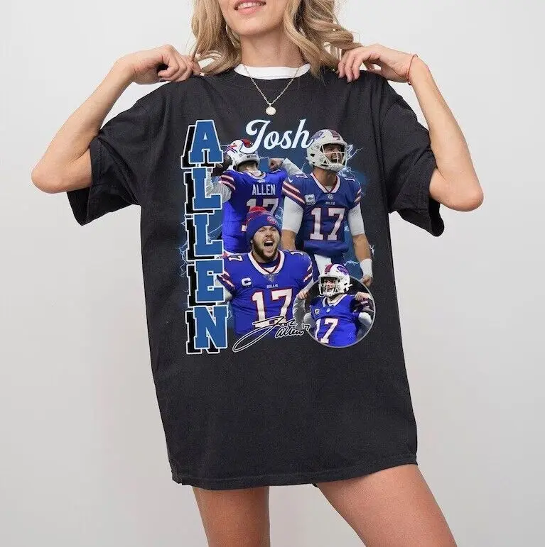 Retro Josh Allen košeľa, futbalové tričko, klasické 90. roky grafické tričko, unisex