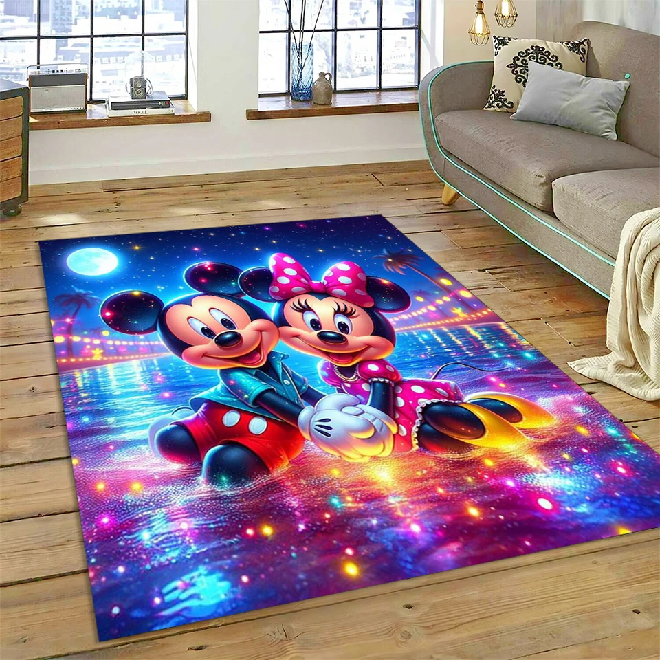 Retro karikatúra Donald Duck Minnie Mickey Mouse Carpet Koberec pre domácu izbu Spátka Sofa Dorormat Decor, Detská nekĺzaná podlahová podlaha