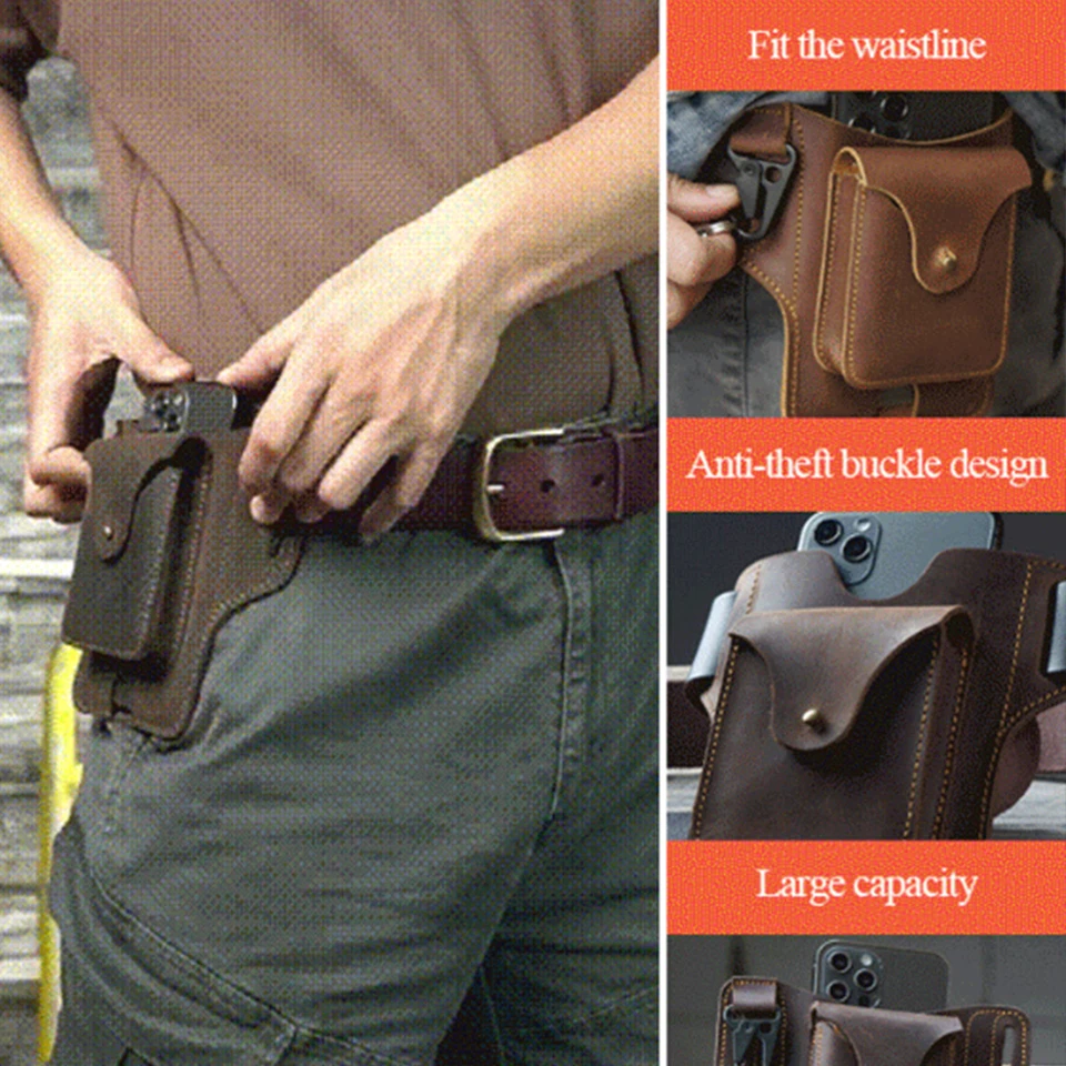 Retro klasický telefónny pásový remeň Bag Dual Mobile Belt Loop Pameľ Polovica Polovica na Deň otcov výročie Narodeniny