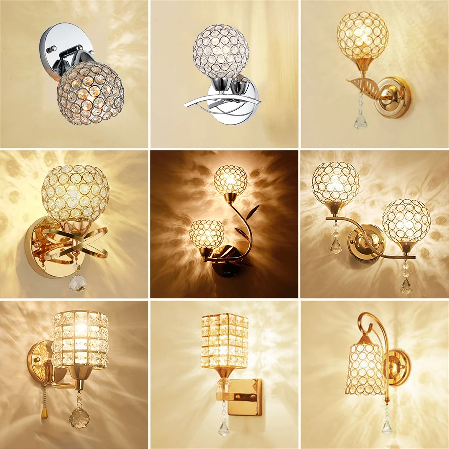 Retro luxusné kryštálové nočné nočné steny svietidlá pre obývaciu izbu Koridor Balkón Aisle Schodiska nástenná lampa Svätý dom
