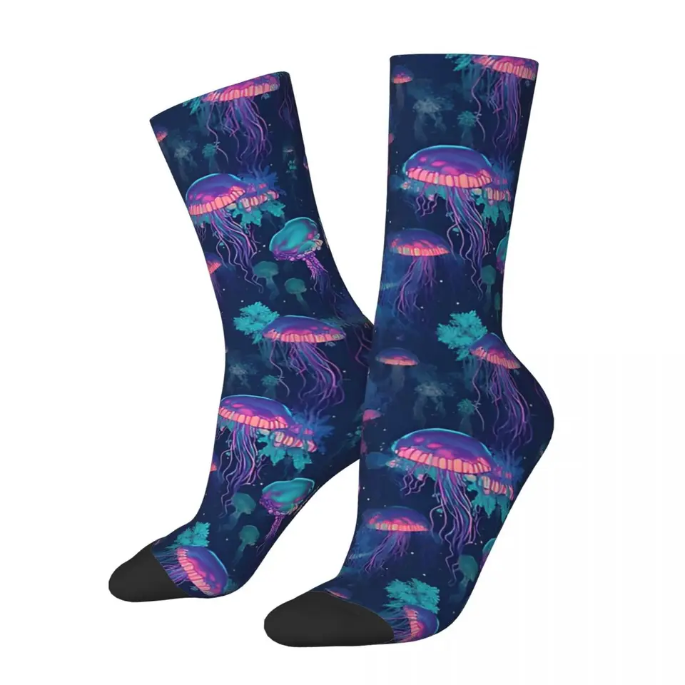 Retro morská voda Akvárium morský oceán Sealife Pánske ponožky medúzy unisex harajuku vzor tlačený vtipný posádka ponožkový darček