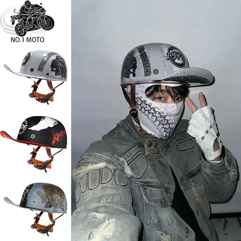 Retro motocyklová prilba prilba kapacete de moto otvorená tvár Scooter Half Helma Men Dám