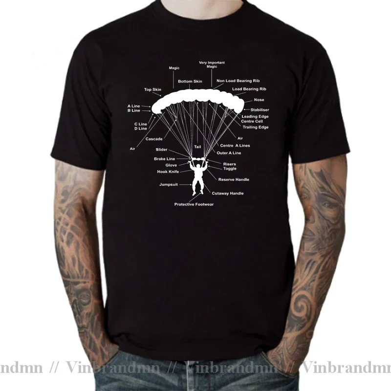 Retro muži tričko Man Funny padák anatómia Magic skydiver panediver tričko vintage paragliding parachu paraglider tričko tričko