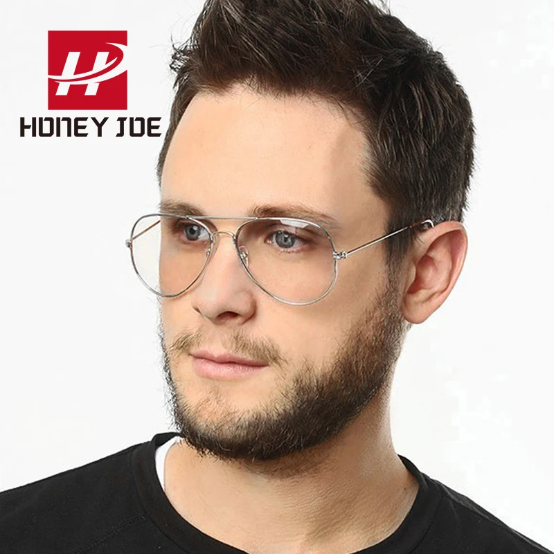 Retro móda vinobranie číry šošovky okuliare Men Ženy kovový rám unisex veľké oválne večierky pilotné pilotné letectvo Geek očné sklo ráme