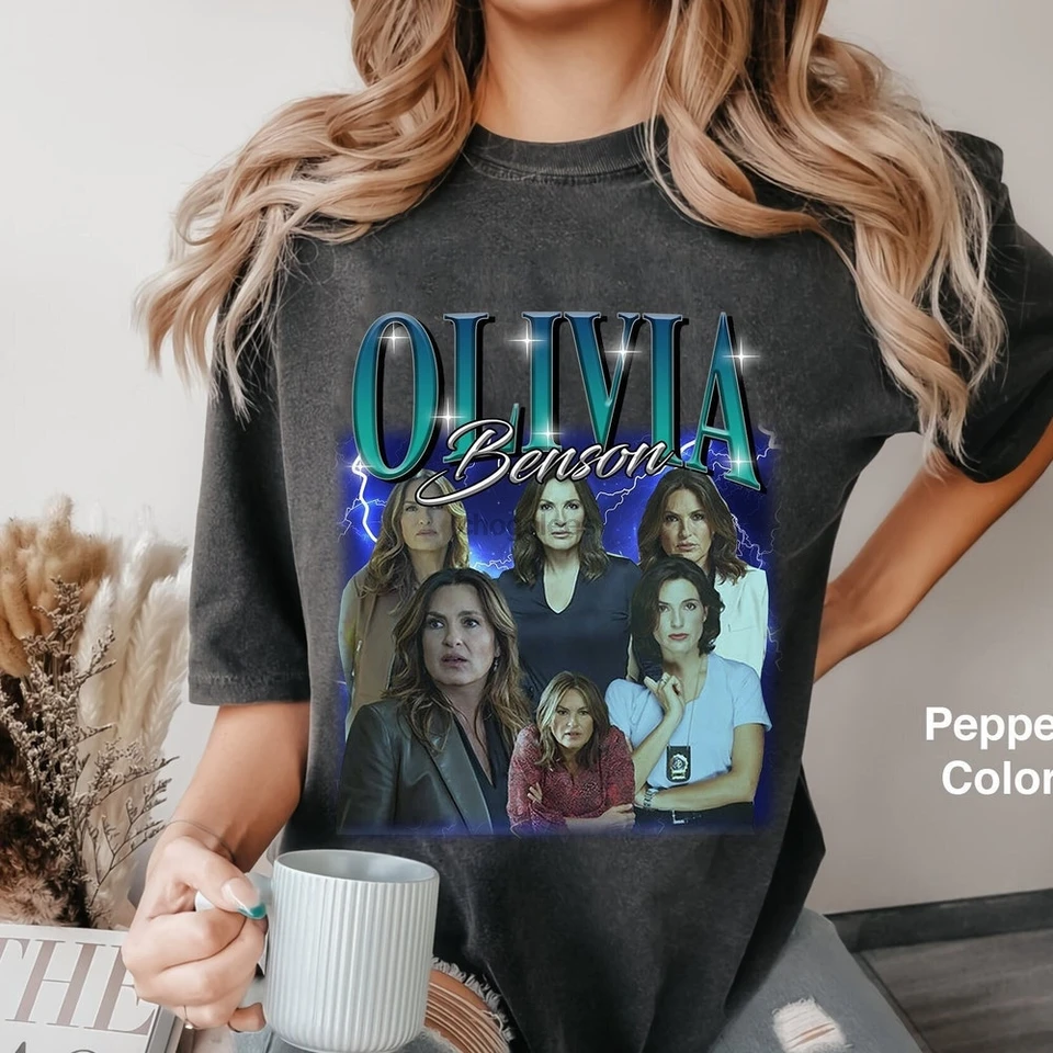 Retro olivia benson comfort colors košeľa Mariska Hargitay Tees Law and Order Series Olivia Benson Strhirt Elliot Stabler SVU