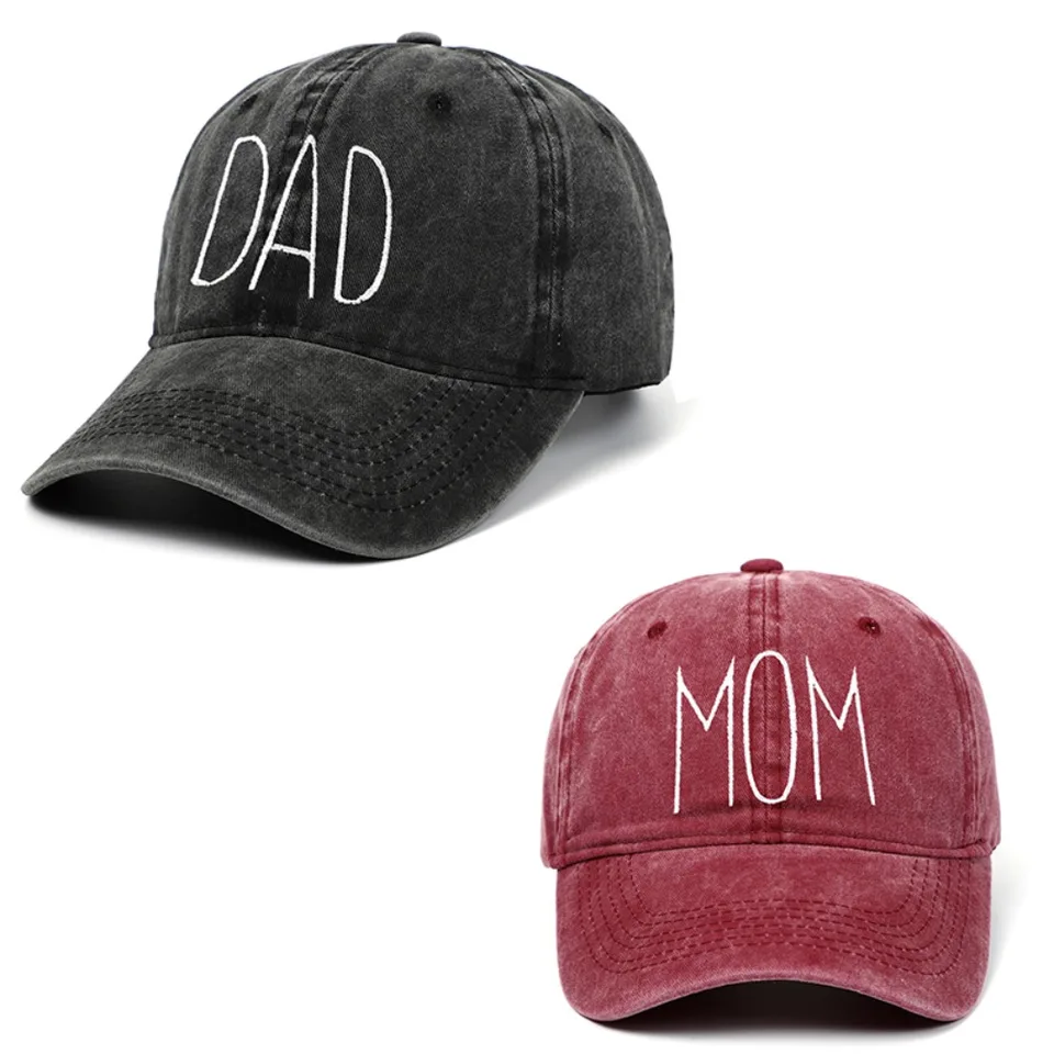 Retro otca mama výšivka baseballové čiapky Muži Ženy umyli bavlnu Snapback Dad Caps Outdoor Sports Priečko Sun Hat Unisex
