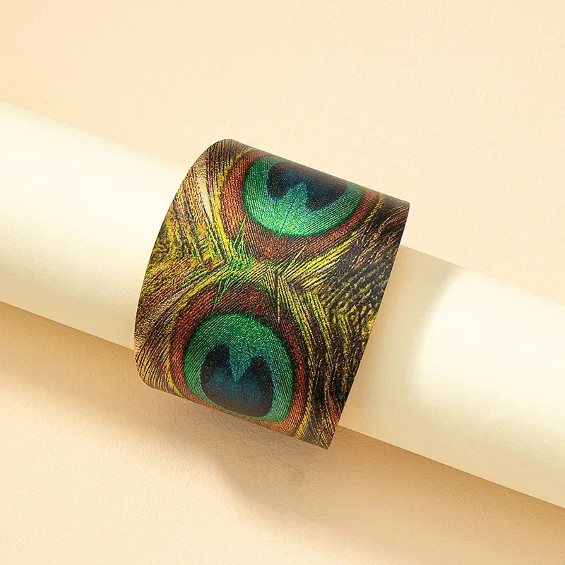 Retro Peacock Feather Cuff Otvorený náramok pre ženy Geometrické náramky sviatočné večierky darček módne šperky Ear Ear Ab023