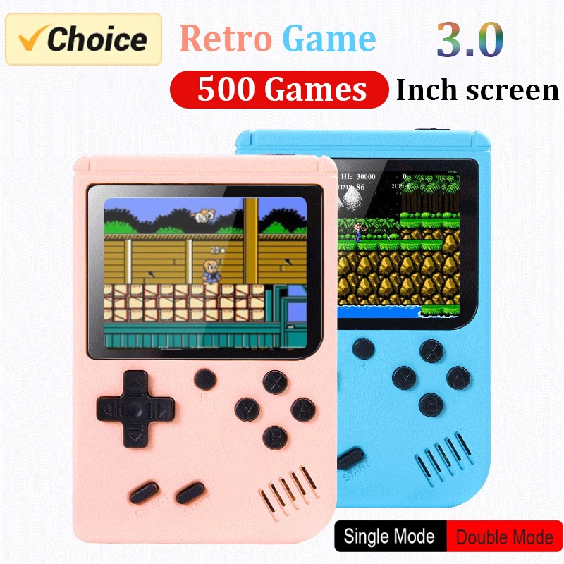Retro prenosná mini ručná ručná konzola videohry 8 bit 3,0 palca Color LCD Kids Color Game Player Player v 500 hrách