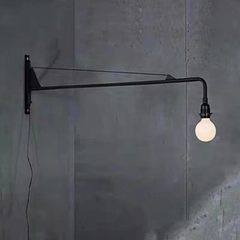 Retro priemysel s zapnutím zástrčkovej steny Light Minimalistické dlhé rameno Lampa Rotatovateľná E27 Spálňa Čítanie drôtu Drôt na stenu Decor Wall Light