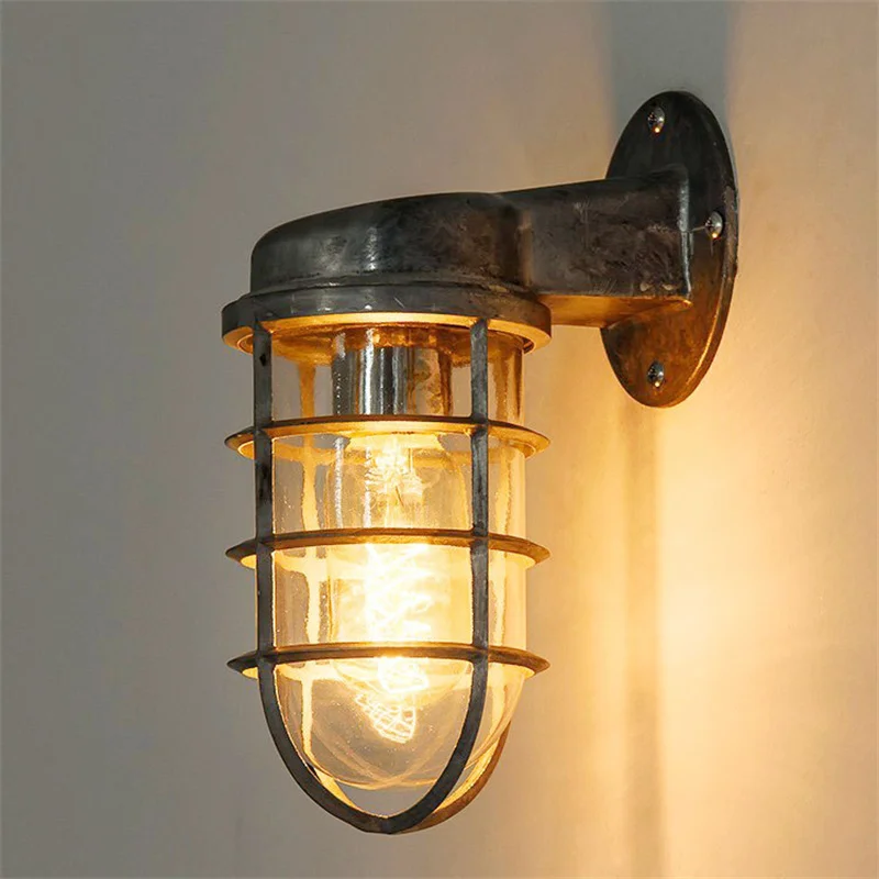 Retro priemyselná nástenná lampa pre podkrovnú kaviareň Koridor uličky vodotesná vonkajšia svietnika Antique E27 Exteriér LED svietidla