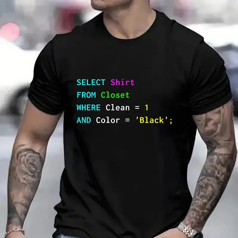 Retro programátor Coding Databáza Tlač Tričko Loose Casual Men Dám